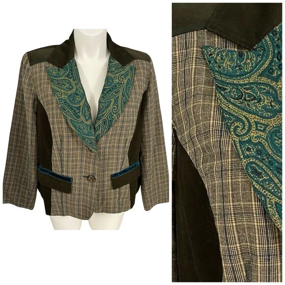 CJ Banks Blazer Womens 1X Jacket Patchwork Festival Career Professional Office - Picture 3 of 16